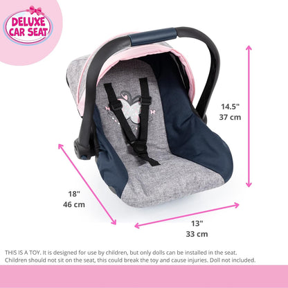 Bayer Design-67927AA Animales Silla de Coche para muñecas, Color Gris, Azul, Rosa, M (67927AA