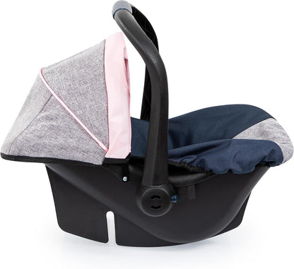 Bayer Design-67927AA Animales Silla de Coche para muñecas, Color Gris, Azul, Rosa, M (67927AA