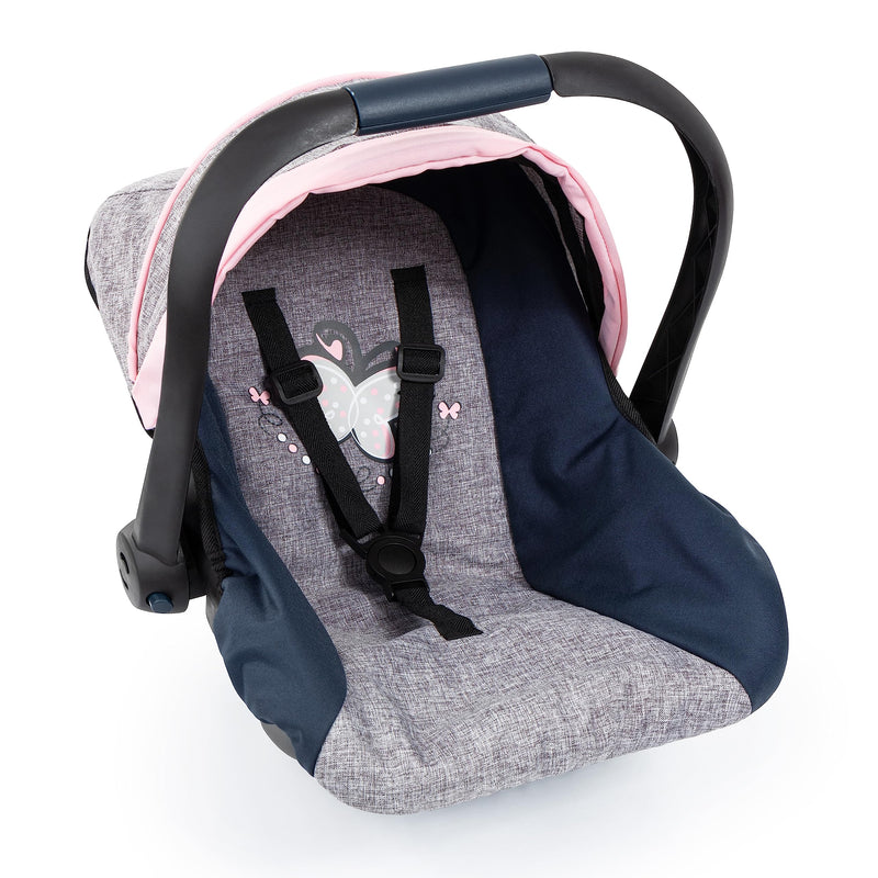 Bayer Design-67927AA Animales Silla de Coche para muñecas, Color Gris, Azul, Rosa, M (67927AA