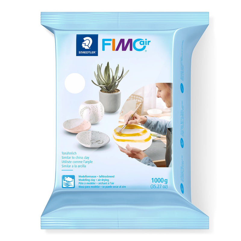 STAEDTLER 8101-0 FIMO Air Basic - Air-Drying Modelling Clay, 1 kg - White 1 kg White