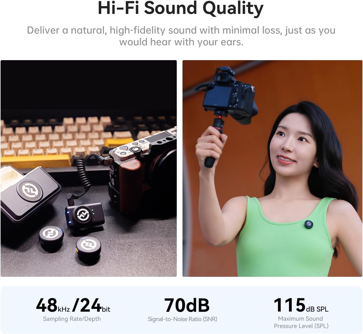 Hollyland Lark M2 Wireless Lavalier Microphone for Camera/PC/Laptop/Phones, 48KHz 24Bit, 1000ft Range, Noise Cancel, 40H Battery for Video Recording (Camera Version)