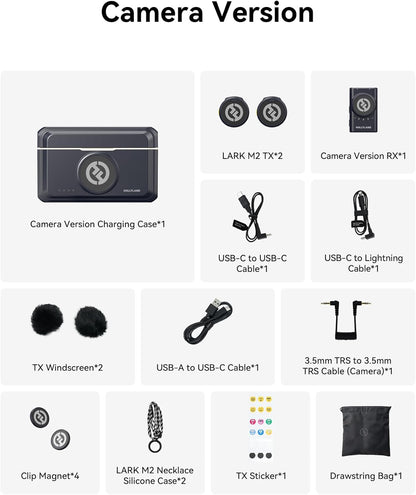 Hollyland Lark M2 Wireless Lavalier Microphone for Camera/PC/Laptop/Phones, 48KHz 24Bit, 1000ft Range, Noise Cancel, 40H Battery for Video Recording (Camera Version)