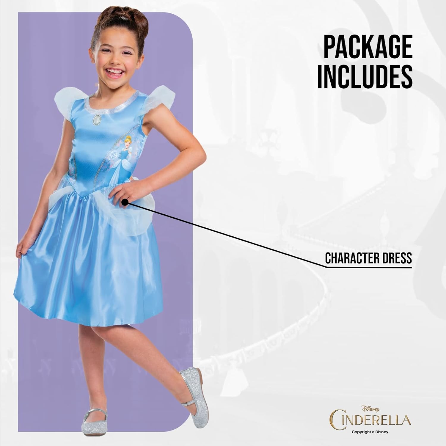The Latest Disney Official Standard Cinderella Dress for Girls Costume Kids, Christmas Halloween Princess Dress Up for Girls Fancy Dress Up Outfit