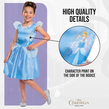 The Latest Disney Official Standard Cinderella Dress for Girls Costume Kids, Christmas Halloween Princess Dress Up for Girls Fancy Dress Up Outfit