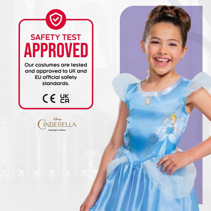 The Latest Disney Official Standard Cinderella Dress for Girls Costume Kids, Christmas Halloween Princess Dress Up for Girls Fancy Dress Up Outfit