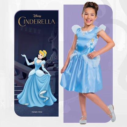 The Latest Disney Official Standard Cinderella Dress for Girls Costume Kids, Christmas Halloween Princess Dress Up for Girls Fancy Dress Up Outfit