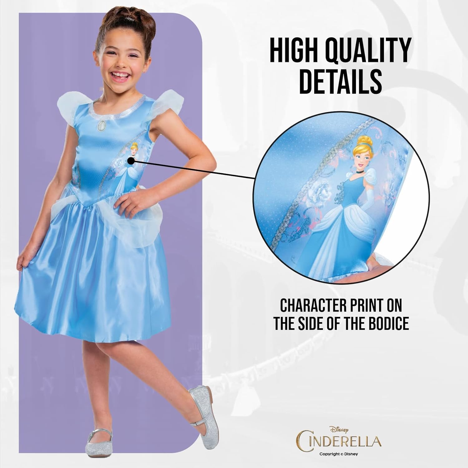 The Latest Disney Official Standard Cinderella Dress for Girls Costume Kids, Christmas Halloween Princess Dress Up for Girls Fancy Dress Up Outfit