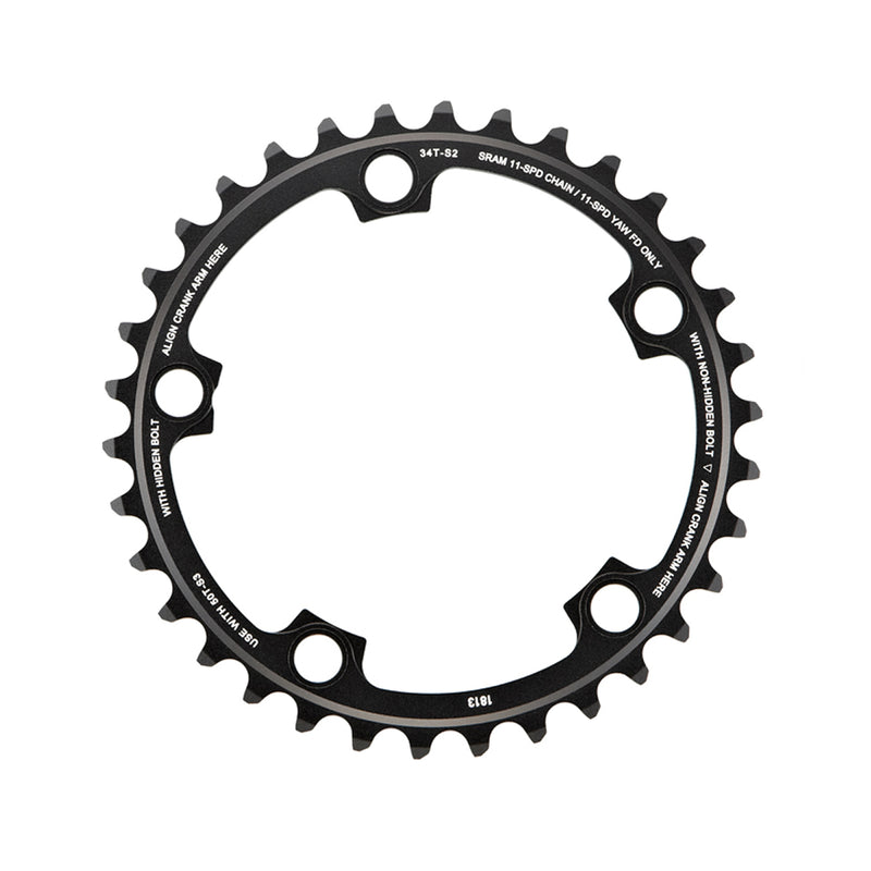 SRAM Chain Ring Road Red22/Force22/Rival22 X-Glide R 34T Yaw 11 Speed S2 110 Alum 3mm Blast Black (50-34) Black 11Speed 34T