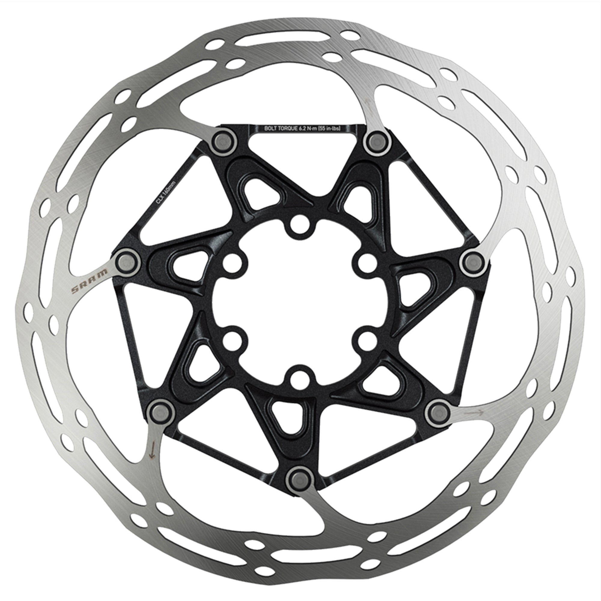 SRAM Rotor Centerline 2 Piece (Includes Steel Rotor Bolts) Rounded 6 Bolt Black 180Mm