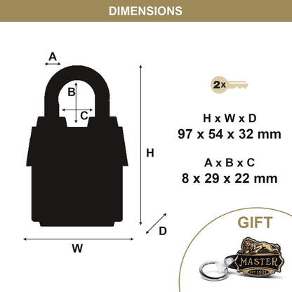 Master Lock 1921EURDCC Heavy Duty Outdoor Padlock with 100 Year Logo Printed, Black, 97 x 54 x 32 mm 100 Year Celebration Lock
