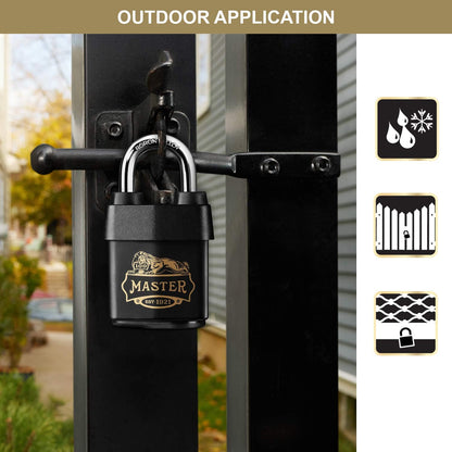 Master Lock 1921EURDCC Heavy Duty Outdoor Padlock with 100 Year Logo Printed, Black, 97 x 54 x 32 mm 100 Year Celebration Lock