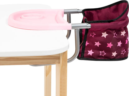 Bayer Design 65823AA tafelzitje voor poppen, accessoires, zitje voor poppen tot 46 cm, kleur -Bordeaux Unicorn