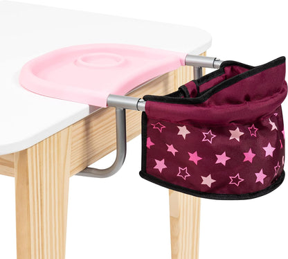 Bayer Design 65823AA tafelzitje voor poppen, accessoires, zitje voor poppen tot 46 cm, kleur -Bordeaux Unicorn