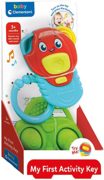 Clementoni - Musikspiel für Neugeborene, My First Activity Key, elektronisches Geschenk für die frühe Kindheit, erste Aktivitäten, Aktivitätenzentrum mit Licht und Geräuschen, Kinder 3-36 Monate