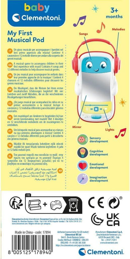 Clementoni Baby Infant Toys - My First Musical POD - Early Development & Activity Toys, Interactive Music Toys, Lights & Sounds, Sensory Learning Toys, Toddler 3 Months, Batteries Included, 17894