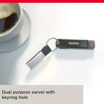 SanDisk 128GB iXpand Flash Drive Luxe, Unidad Flash para iPhone con Lightning y USB Type-C 3.0