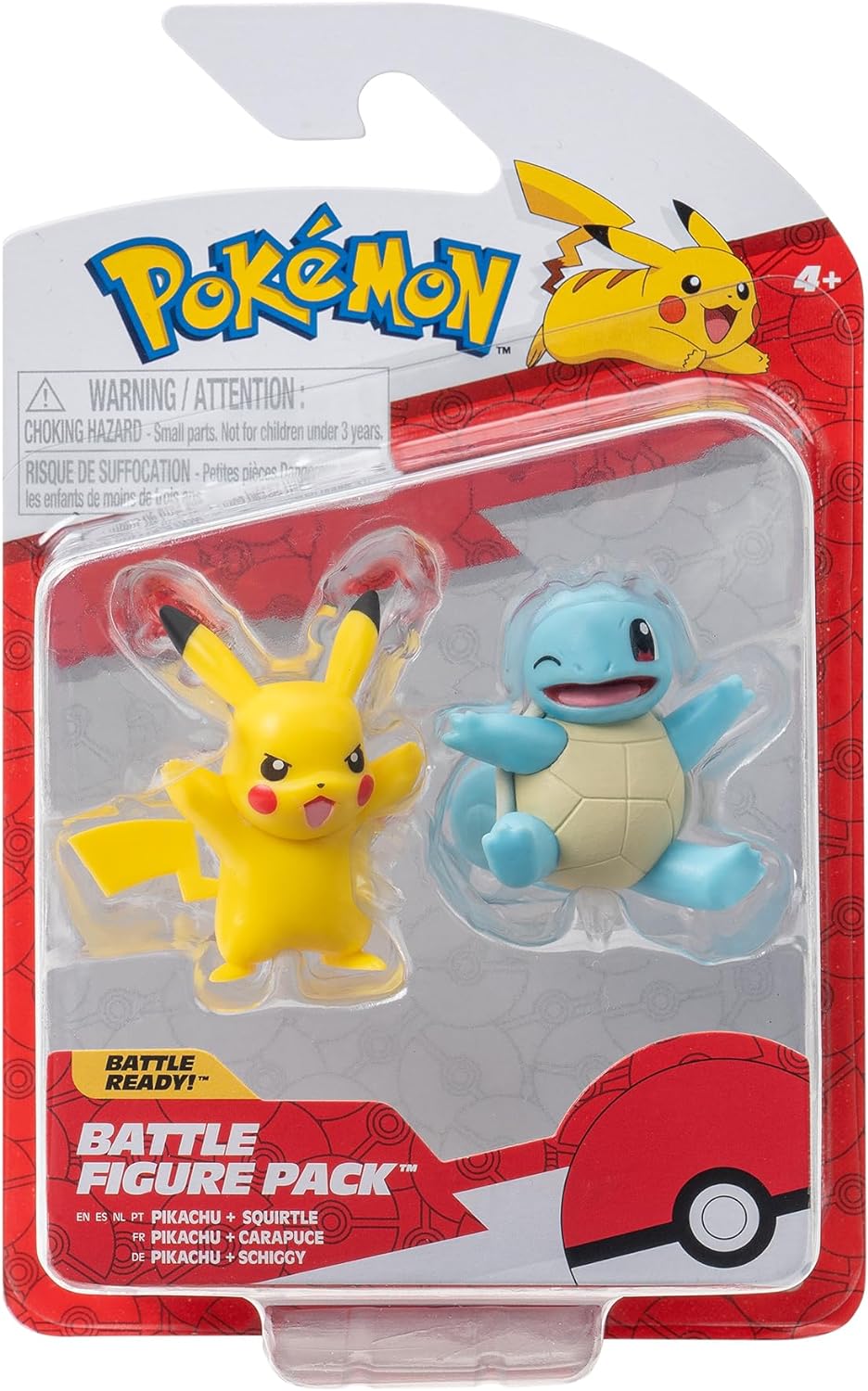 Pokémon Battle Figure First Partner - Paquete de 2 Figuras de Batalla de Squirtle y Pikachu de 2 Pulgadas con Detalles auténticos