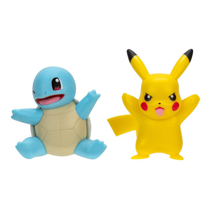 Pokémon Battle Figure First Partner - Paquete de 2 Figuras de Batalla de Squirtle y Pikachu de 2 Pulgadas con Detalles auténticos