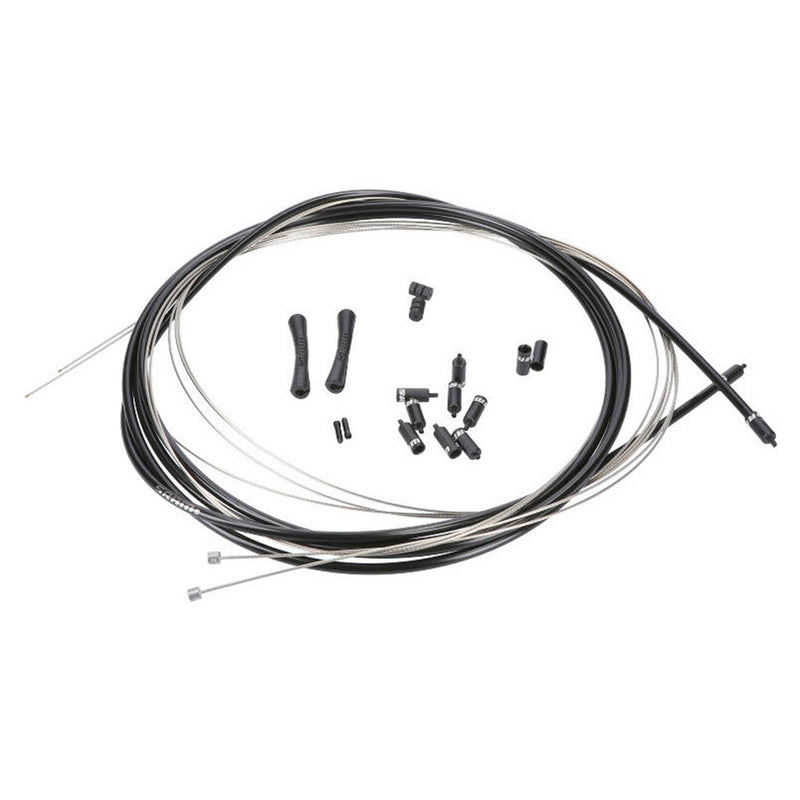 SRAM Slickwire Road And MTB Shift Cable Kit 4Mm (2X 2300Mm 1.1Mm Coated Cables, 4Mm Nylon Braided Housing, Ferrules, End Caps, Frame Protectors) Black