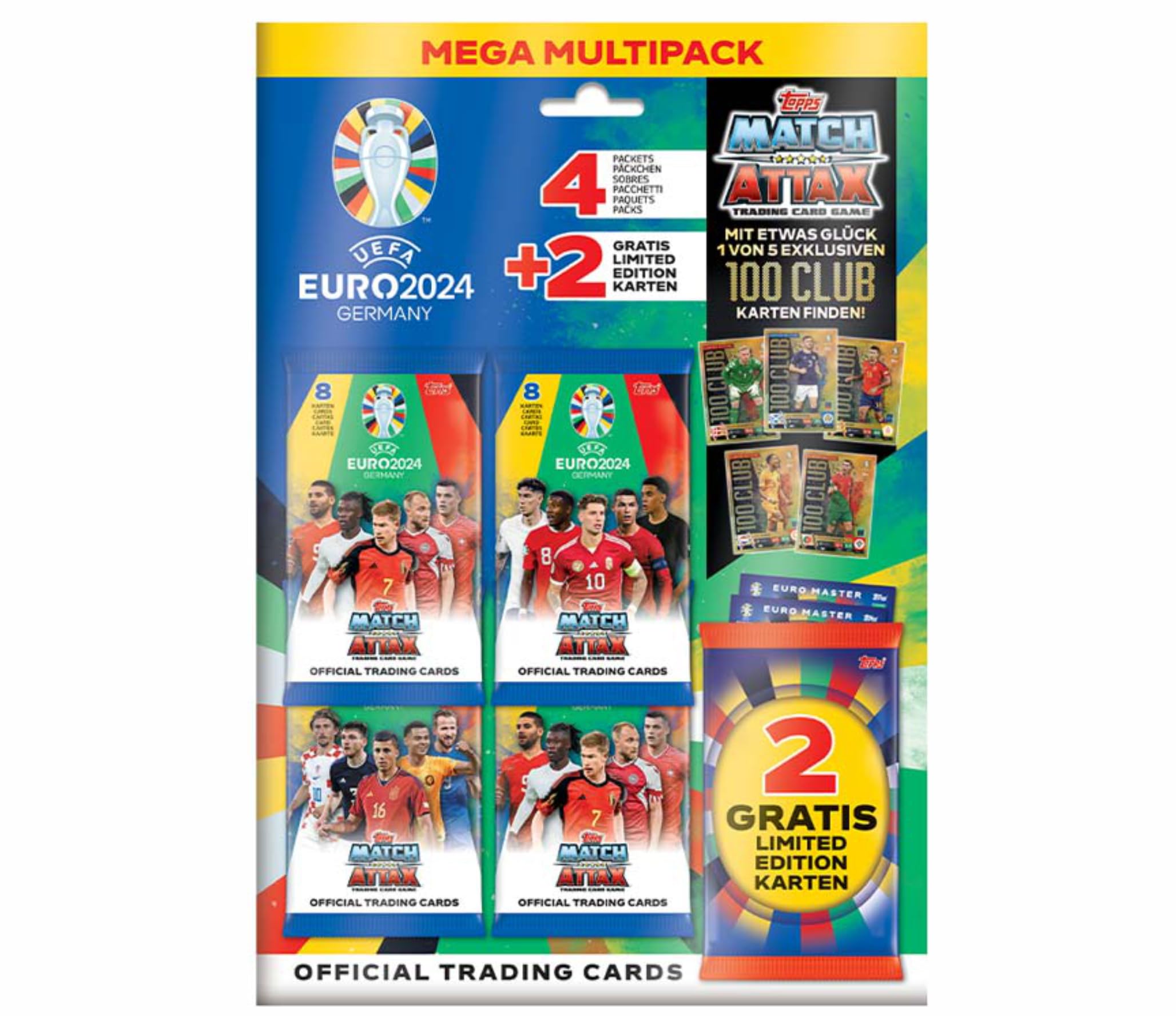 Topps Euro 2024™ Match Attax Ultra Mega Multipack Trading Cards with Pleasure Life Fruit Gum
