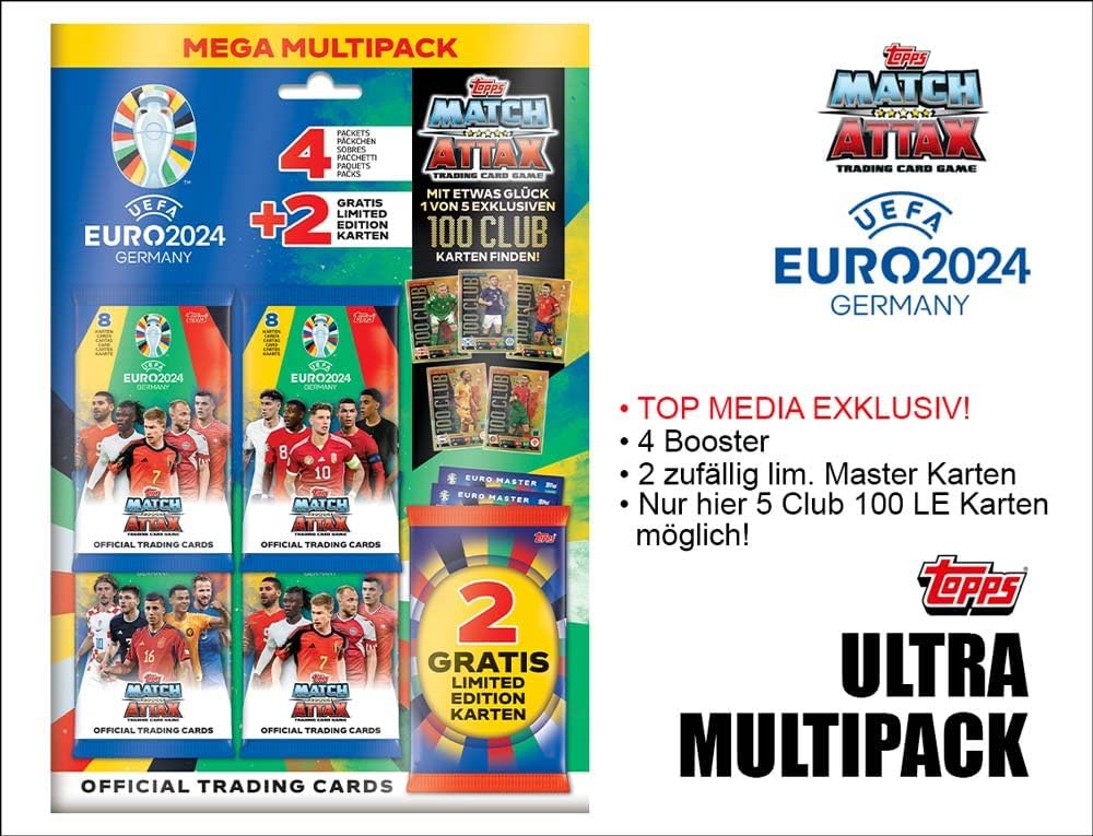 Topps Euro 2024™ Match Attax Ultra Mega Multipack Trading Cards with Pleasure Life Fruit Gum