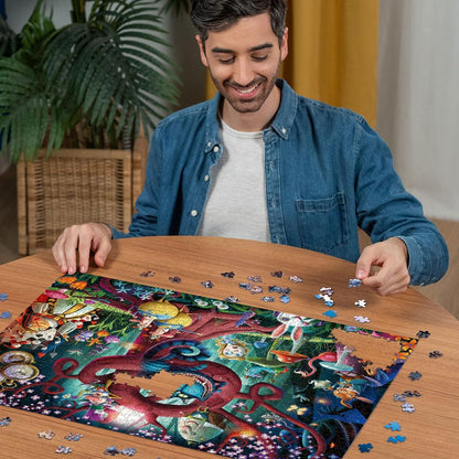 Ravensburger Puzzle 2D 1000 elementów: Prawie wszyscy są szaleni (Alicja w krainie czarów), Nowy Design