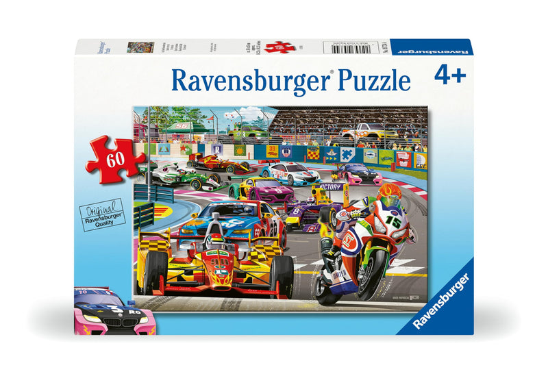 Ravensburger Racetrack Rally 60 Piece Jigsaw Puzzle for Kids Age 4 Years Up - Motorbikes, Race Cars, F1, MotoGP, Superbikes, NASCAR