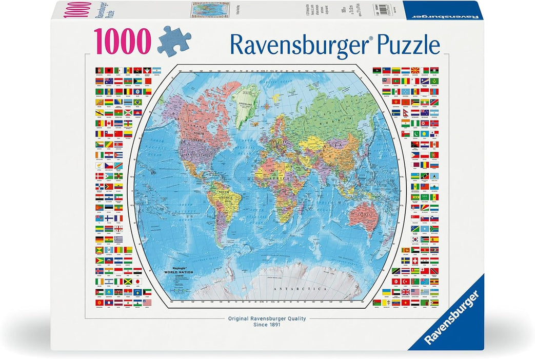 Ravensburger Political World Map 1000 Piece Jigsaw Puzzle for Adults - 12000664 - Handcrafted Tooling, Made in Germany, Every Piece Fits Together Perfectly