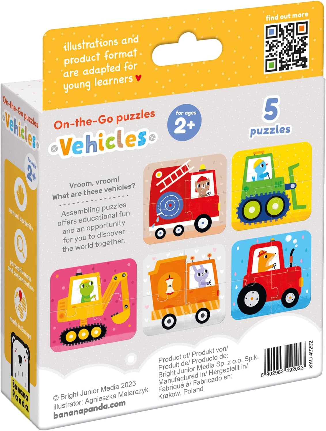 Banana Panda Puzzle with Vehicles for Kids 20 pieces 2+