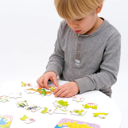 Banana Panda On-the-Go Puzzle dinosaurs 3+ - FIVE puzzles of 9 pieces - Fun dino puzzle toys