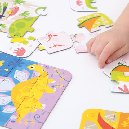 Banana Panda On-the-Go Puzzle dinosaurs 3+ - FIVE puzzles of 9 pieces - Fun dino puzzle toys