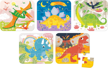 Banana Panda On-the-Go Puzzle dinosaurs 3+ - FIVE puzzles of 9 pieces - Fun dino puzzle toys