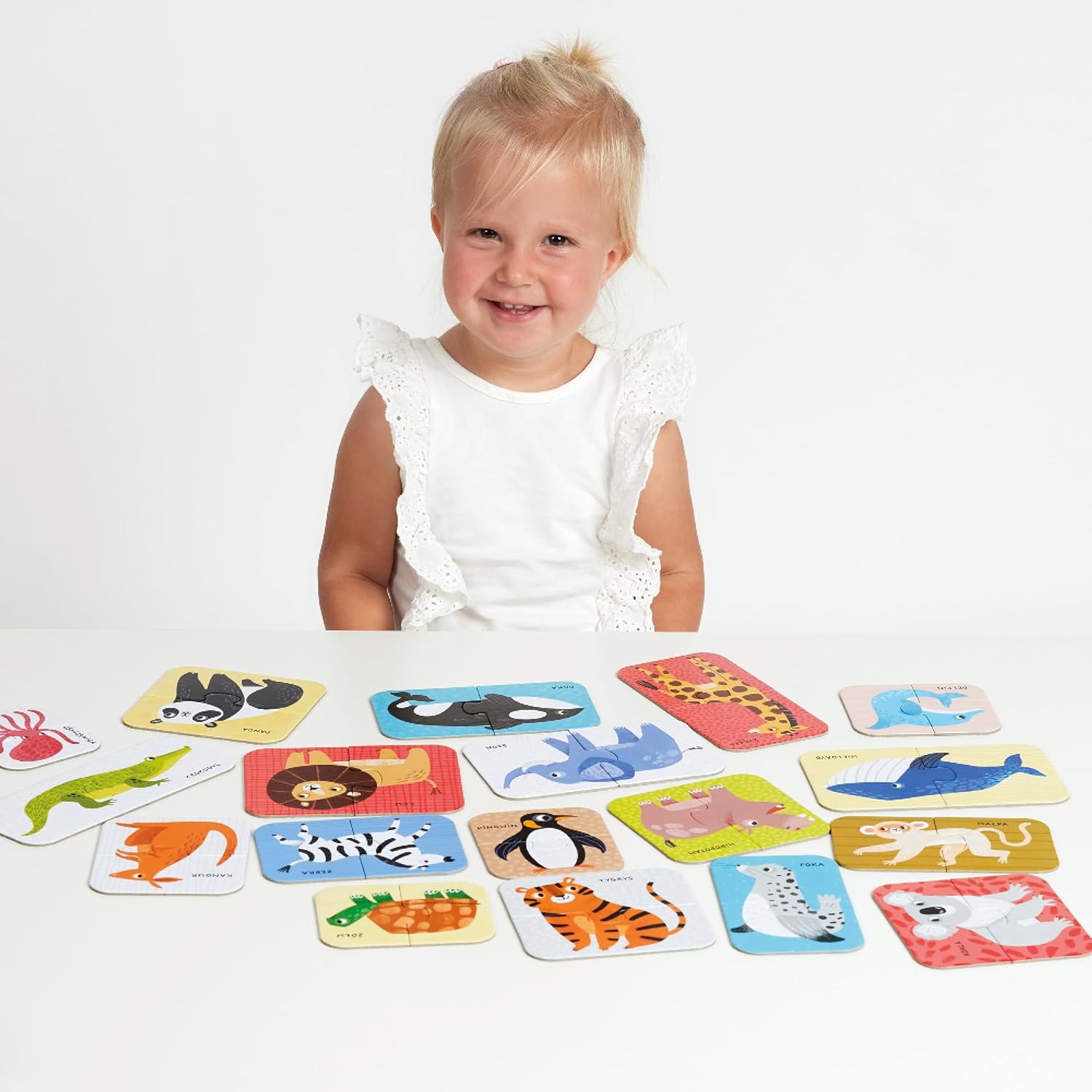 Puzzle Pairs Toddler Puzzles Wild Animals - Set of 18 2-Piece Beginner Puzzles to Encourage Early Learning and Speech Skills - for Little Kids Ages 18 Months and up