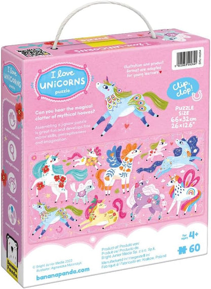 I Love Unicorns Puzzle 4+, 60 Teile Lernpuzzle für Kinder 4+, Bodenpuzzle Einhörner