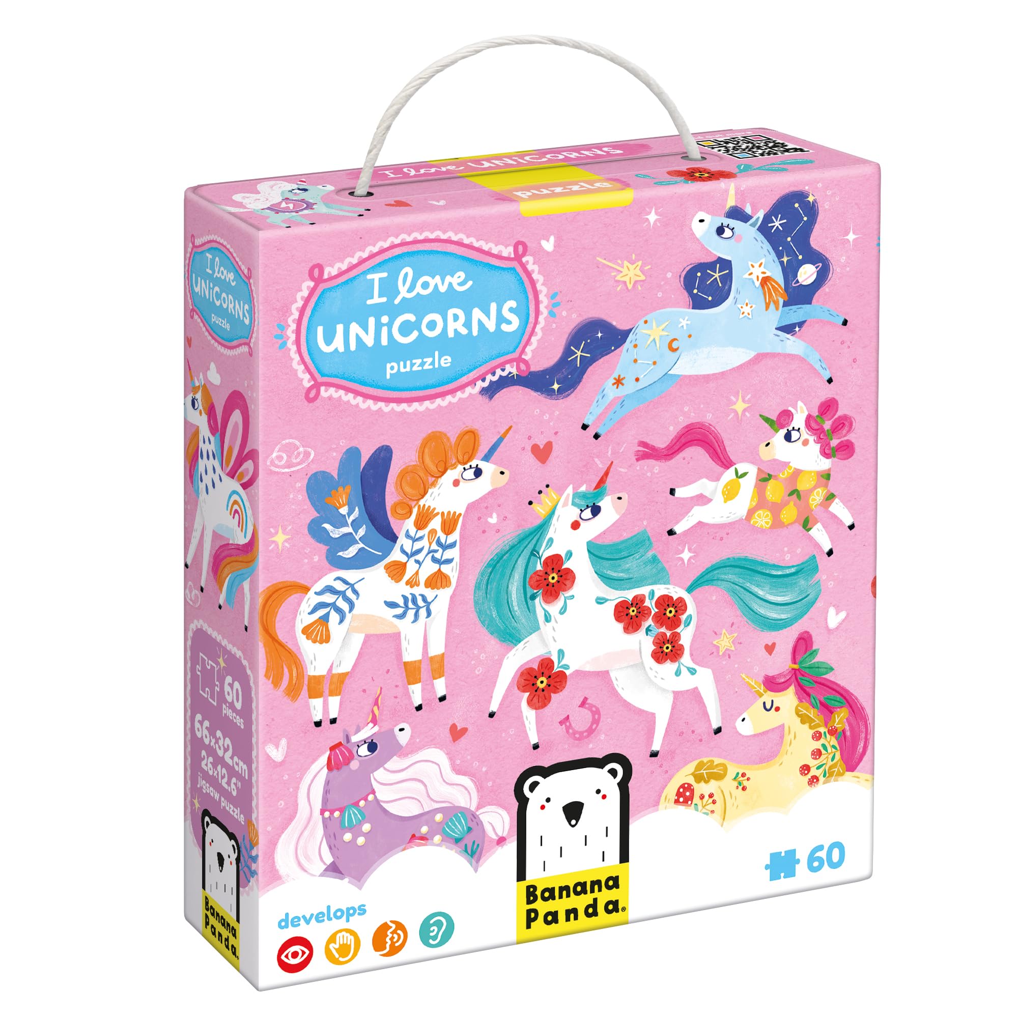 I Love Unicorns Puzzle 4+, 60 Teile Lernpuzzle für Kinder 4+, Bodenpuzzle Einhörner