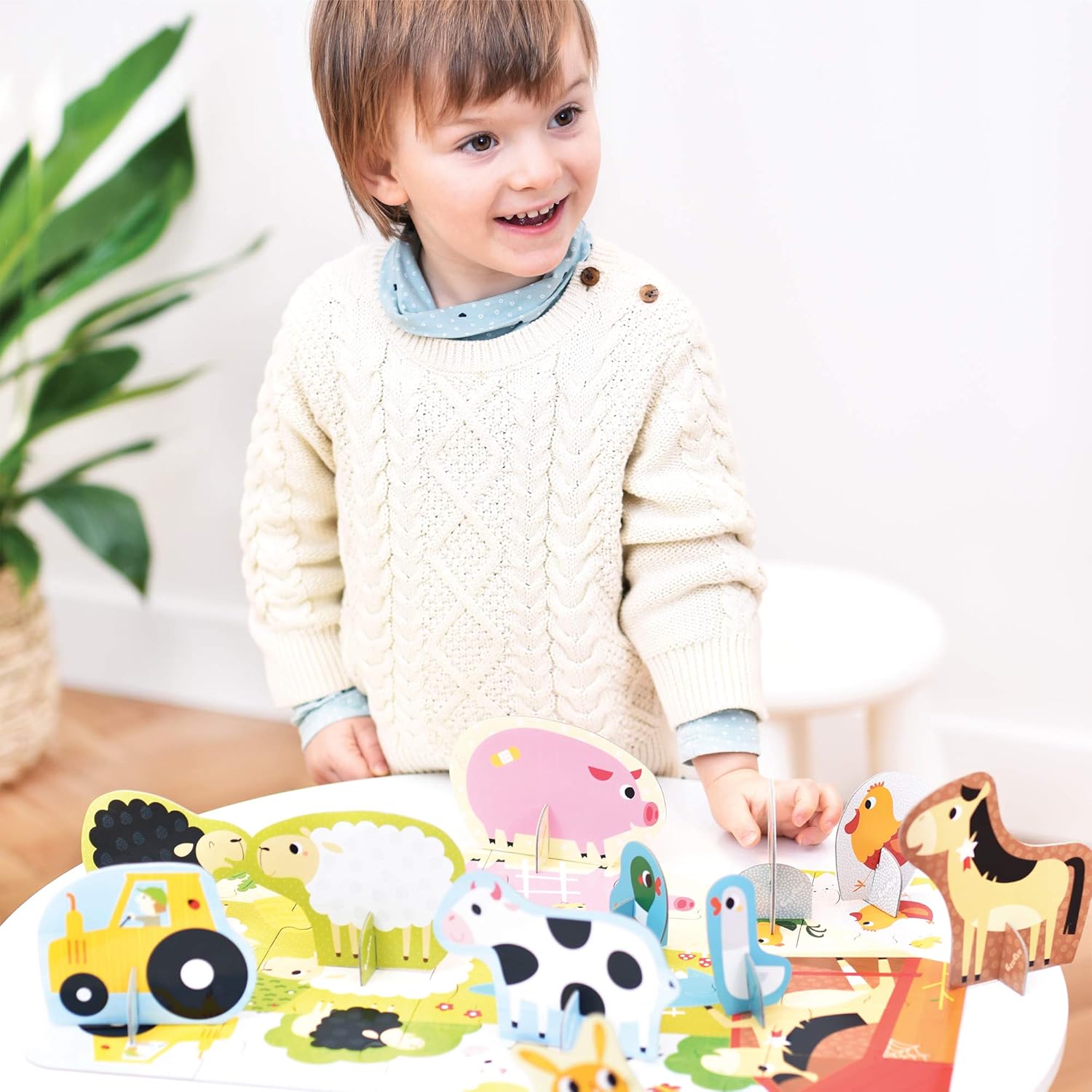 Banana Panda Figure It Out Puzzle - Farm - Beginner Puzzle with Animal Figures for Kids Ages 2 Years & Up,Multicolor