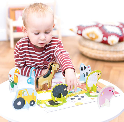 Banana Panda Figure It Out Puzzle - Farm - Beginner Puzzle with Animal Figures for Kids Ages 2 Years & Up,Multicolor