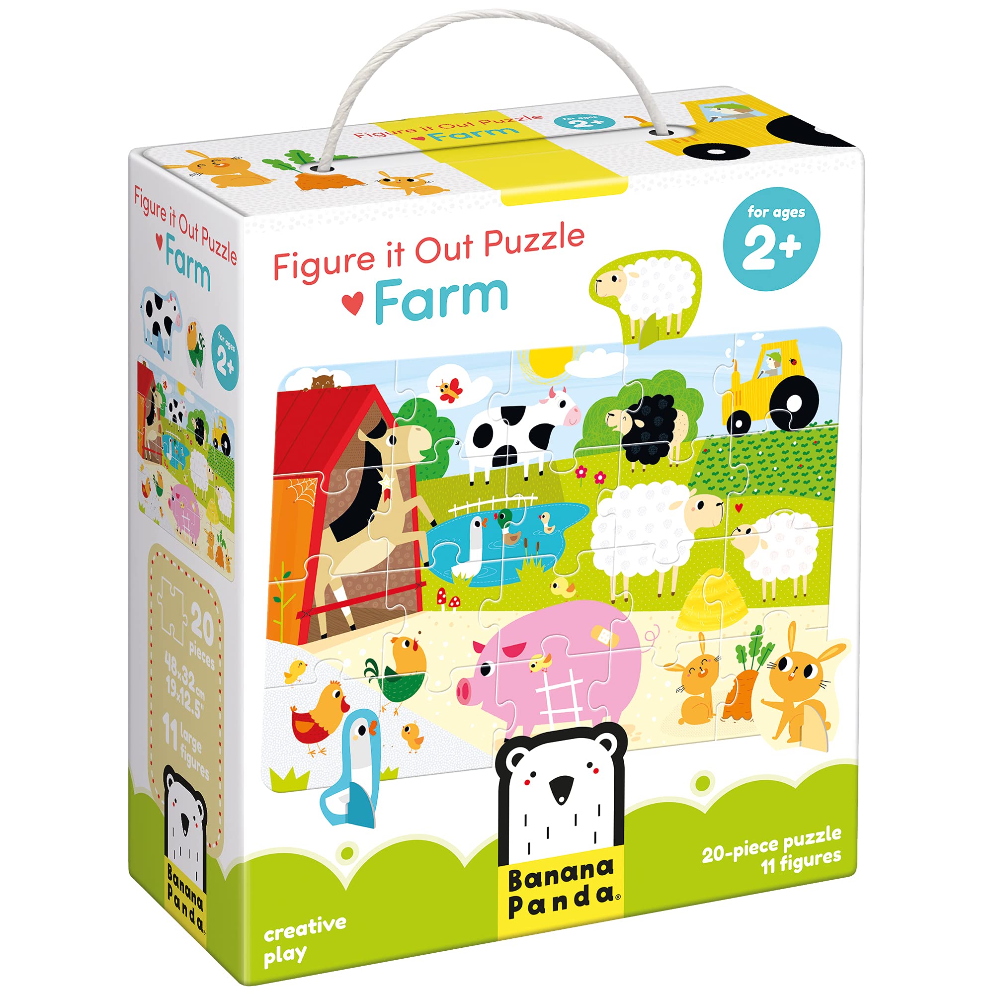 Banana Panda Figure It Out Puzzle - Farm - Beginner Puzzle with Animal Figures for Kids Ages 2 Years & Up,Multicolor