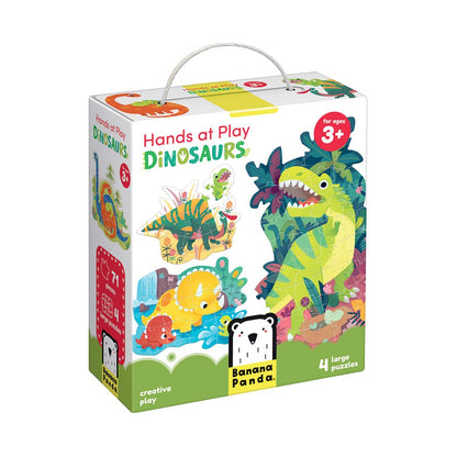 Banana Panda Hands at Play Dinosaurs Puzzle Set - Includes 4 Large Progressive Jigsaw Puzzles with 71 Total Pieces - Improve Skills Going from Small to Large Puzzles, for Kids Ages 3-5 Years