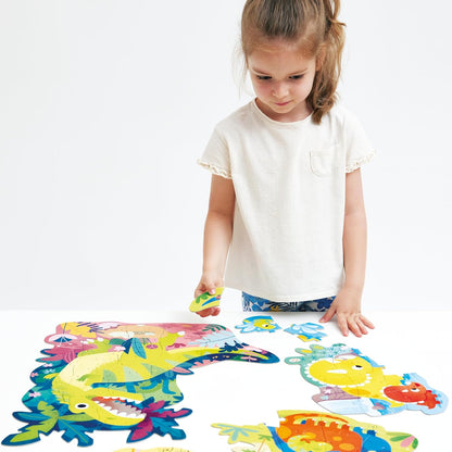 Banana Panda Hands at Play Dinosaurs Puzzle Set - Includes 4 Large Progressive Jigsaw Puzzles with 71 Total Pieces - Improve Skills Going from Small to Large Puzzles, for Kids Ages 3-5 Years