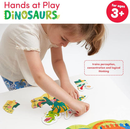 Banana Panda Hands at Play Dinosaurs Puzzle Set - Includes 4 Large Progressive Jigsaw Puzzles with 71 Total Pieces - Improve Skills Going from Small to Large Puzzles, for Kids Ages 3-5 Years