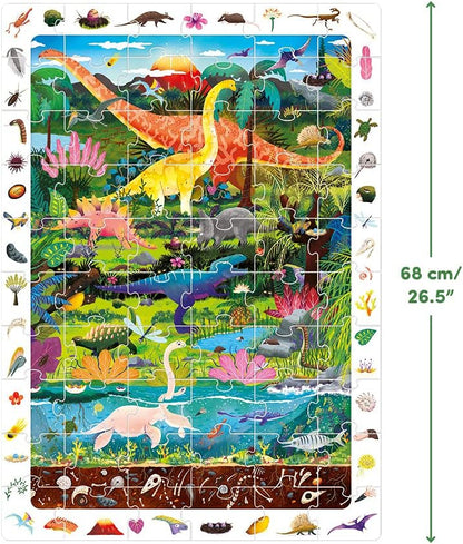 Banana Panda Dinosaur Puzzle - Large 60-Piece Observation Floor Puzzle with Seek and Find Activity, Includes Educational Poster with Dino Facts for Added Learning, for Kids Ages 4 Years and up