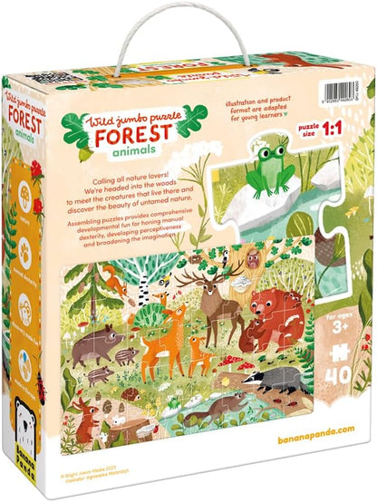 Wild Jumbo Floor Puzzle Forest Animals - Includes 40 Large Jigsaw Pieces with a Big Completed Size of 26” x 19” - for Kids Ages 3 Years and up