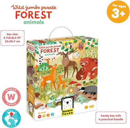 Wild Jumbo Floor Puzzle Forest Animals - Includes 40 Large Jigsaw Pieces with a Big Completed Size of 26” x 19” - for Kids Ages 3 Years and up