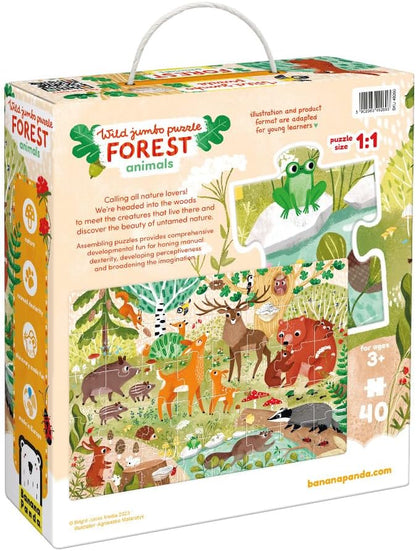 Wild Jumbo Floor Puzzle Forest Animals - Includes 40 Large Jigsaw Pieces with a Big Completed Size of 26” x 19” - for Kids Ages 3 Years and up