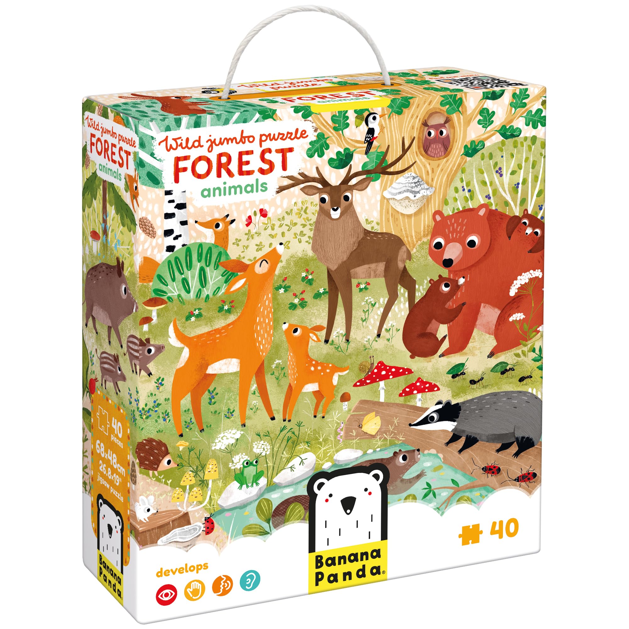 Wild Jumbo Floor Puzzle Forest Animals - Includes 40 Large Jigsaw Pieces with a Big Completed Size of 26” x 19” - for Kids Ages 3 Years and up