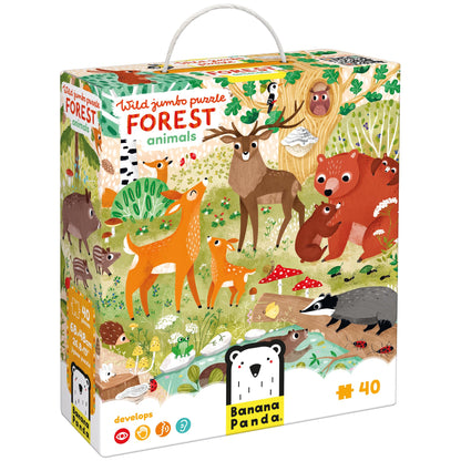 Wild Jumbo Floor Puzzle Forest Animals - Includes 40 Large Jigsaw Pieces with a Big Completed Size of 26” x 19” - for Kids Ages 3 Years and up