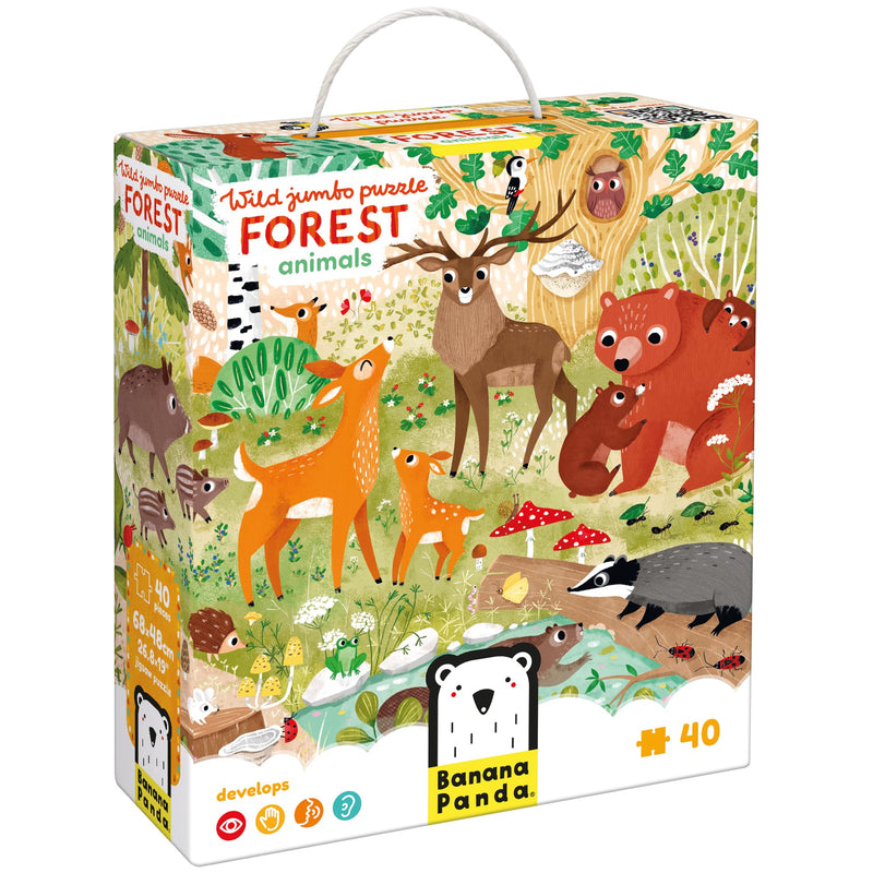 Wild Jumbo Floor Puzzle Forest Animals - Includes 40 Large Jigsaw Pieces with a Big Completed Size of 26” x 19” - for Kids Ages 3 Years and up