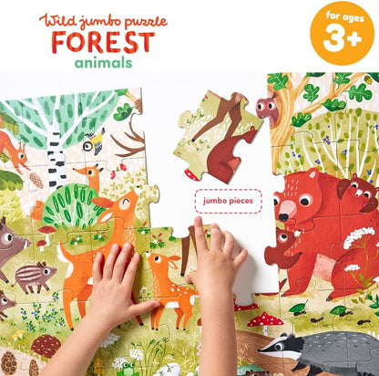 Wild Jumbo Floor Puzzle Forest Animals - Includes 40 Large Jigsaw Pieces with a Big Completed Size of 26” x 19” - for Kids Ages 3 Years and up