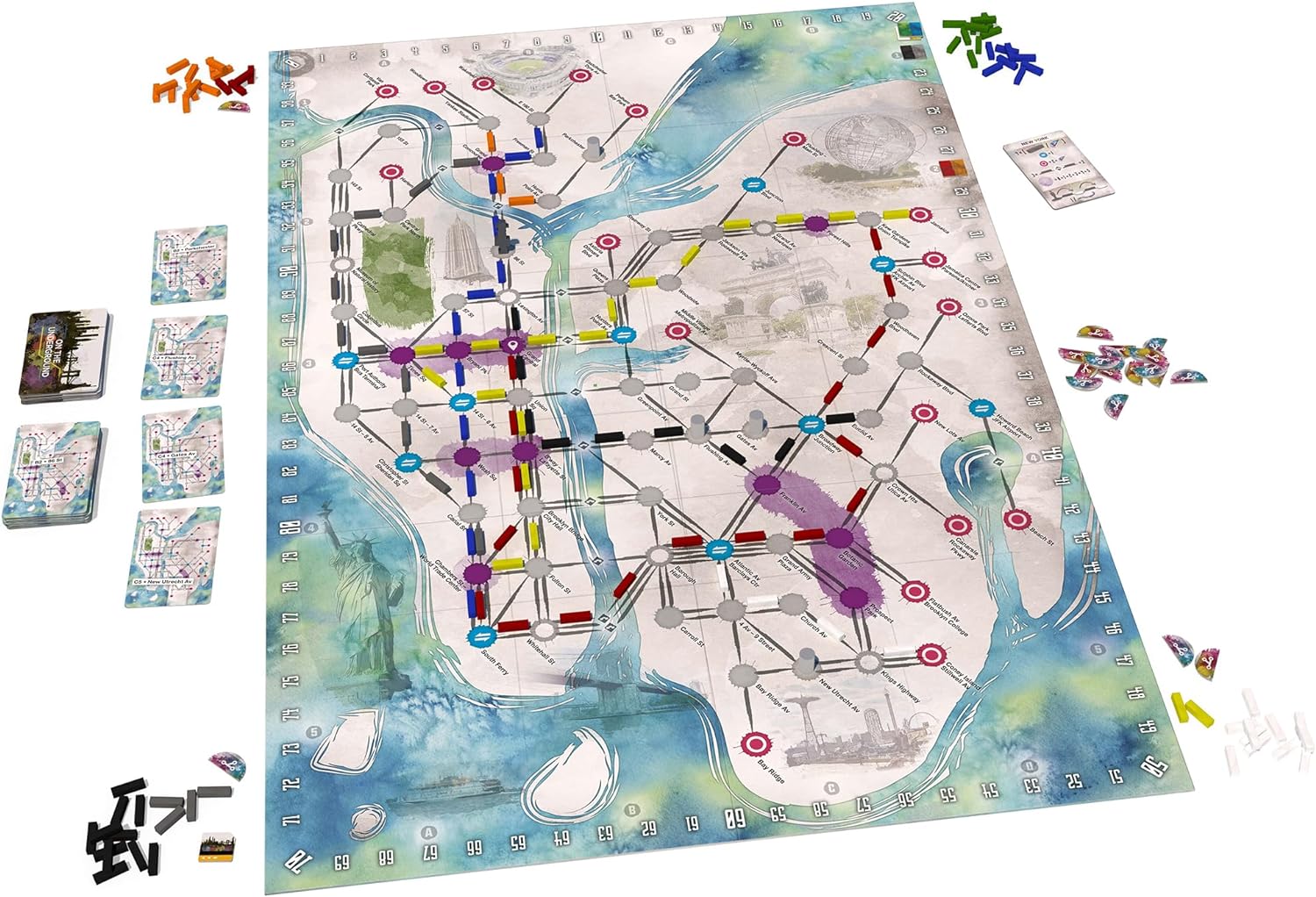 LudiCreations: On The Underground: Paris/New York - Train Route Building, Strategy Board Game, 2 City Maps, Family Game, Ages 14+, 2-5 Players, 60 Min
